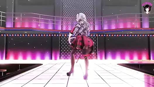 Seksi elbiseli sevimli kız ateşli dans