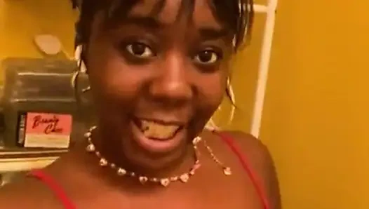 cute young black girl pissing & twerking on the toilet in the women's bathroom