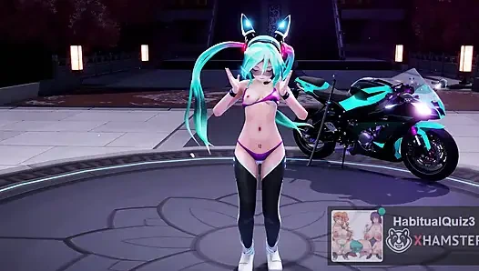 MMD R18 Miku NEON Ninja Cnderella, секс-танец, милфа Ahegao хочет трахнуть жестко дилдо группового босса, 3D хентай