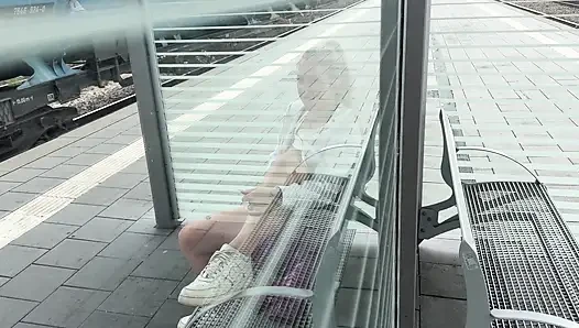 Horny slut makes it on the train track