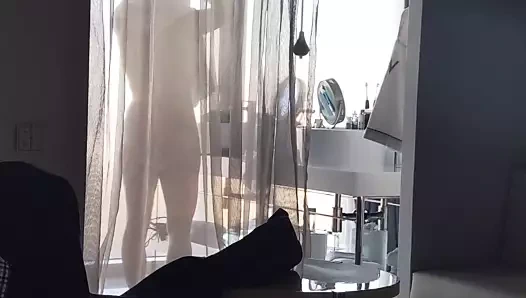 karısı çıplak bükme üzerinde sonra duş içinde otelde