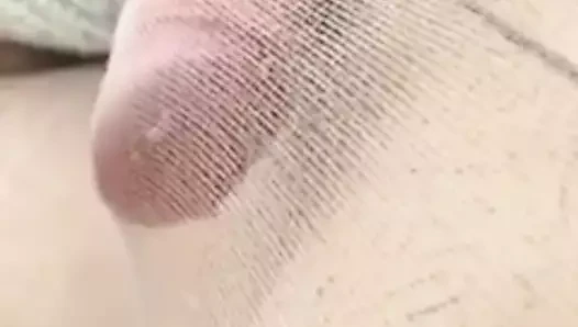 Rubbing my cock in pantyhose