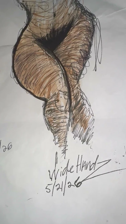 Bu bir WideHandz test mankeniydi. Bu orijinal çizimin bir kopyasıdır, birkaç renkli kalemle renklendirilmiştir.