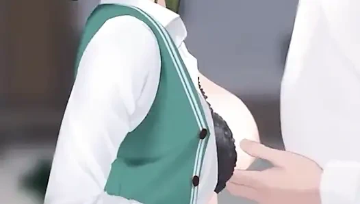 Çizgi film kızı okulda erkek arkadaşıyla sikişiyor ve Gaving sakso çekiyor