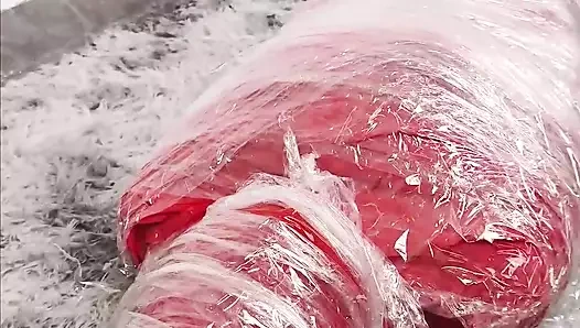 Nana zentai ve plastik 3 kat anne bondajı