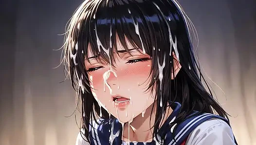 Öğrenci kız yüzünün her yerine boşalıyor