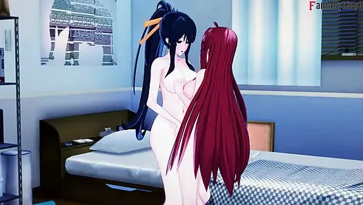 Rias Gremory ve Akeno ateşli üçlü seks - dxd ntr madness series
