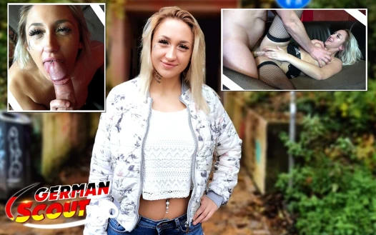 Alman izci - sarışın kız Gina ilk kez porno oyuncu seçmelerinde sokakta sikişiyor