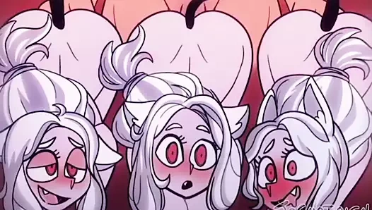 Kız arkadaşla üçlü seks - sevimli tüylü cosplay domaltmalı, parmaklıyor ve amcığı sikiyor