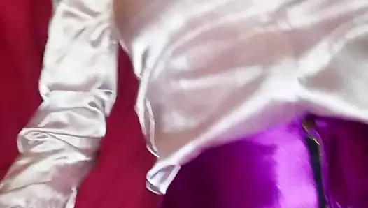 benim twinks üzerinde onu sırılsıklam saten pantolon