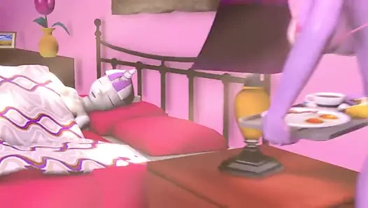 (mlp futa) alacakaranlık ışıltı yüz sikiş yatakta cumshot ile -