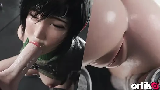 Yuffie Kisaragi büyük yaraklı ıslak sakso - derin ve dağınık 3 boyutlu animasyon