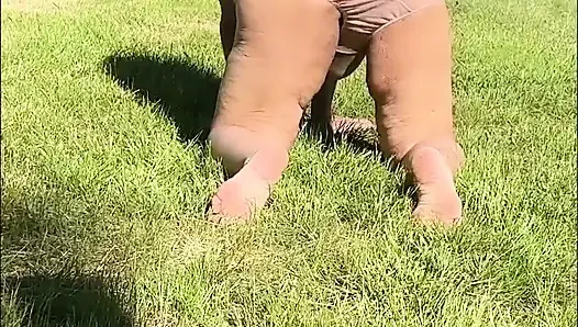 72 Year Old Granny with Hairy Pussy Taking a Piss Outdoors