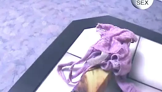 Edepsiz Alman sarışın amını tıraş ediyor ve dildoyla sikişiyor