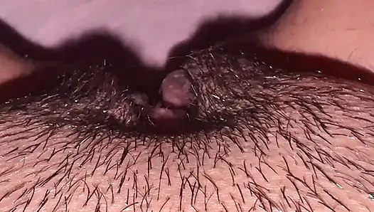 Tongue deep into a pussy.  Skinny hot girl