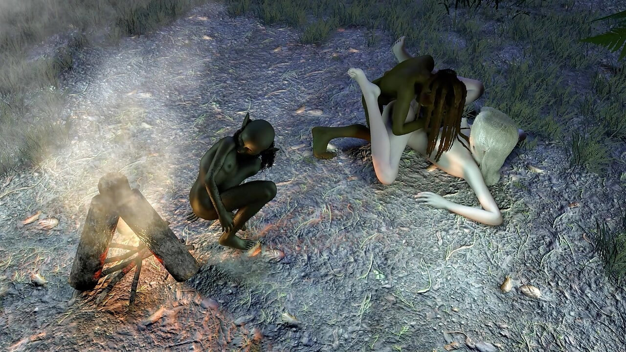 Goblinler sırayla ormanda sürtük bir elfle sikişiyor