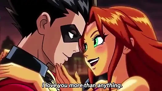 STARFIRE VE ROBIN BUHARLı ÇATı KATı ROMANTIZMI - ateşli 3 boyutlu anime çift