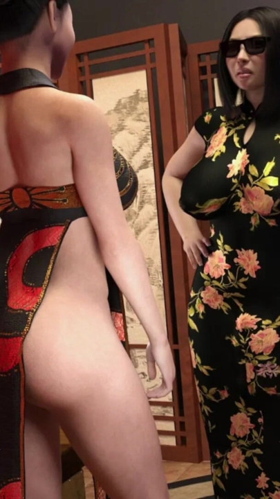 İki Çinli transeksüel orta yaşlı seksi kadın çıplak modellik yapıyor fotoğraf çekimi | Klip 1
