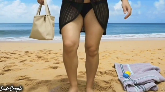 Bir yabancıyla plajda tesettürlü seks!  Sıkı amcığımın içine amcığımın içine boşalıyor