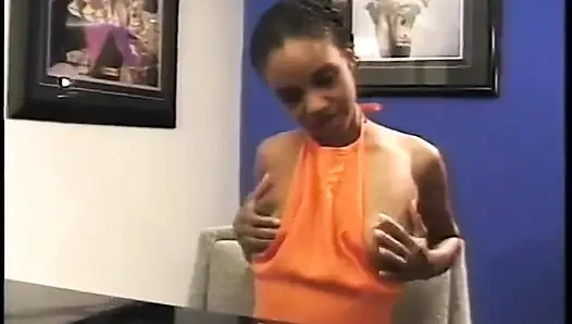 Young ebony bitch shaved cunt fucked with black dick then she squeezes out milk