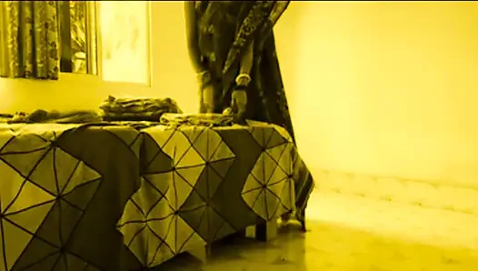 Young devar Fucks Hot Bhabi Sweet Tight Pussy When she is folding sarees at home.