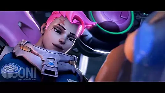 Sıcak futa sahnesinde Zarya ve d.va