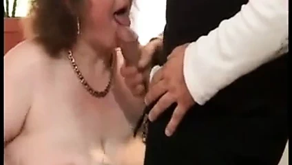 Elder step mom with giant saggy boobs & man