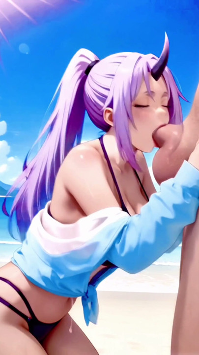 Re:incarnated as a Slime'deki Shion, uzun penisini mükemmel bir deepthroat ile yalayıp yutacak… | Bölüm 1