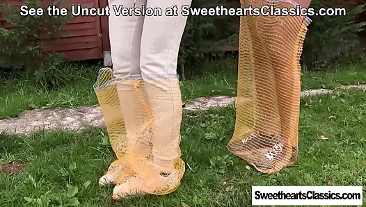 Adriana C and Alexis Brill enjoy naked sack race at SweetheartsClassics