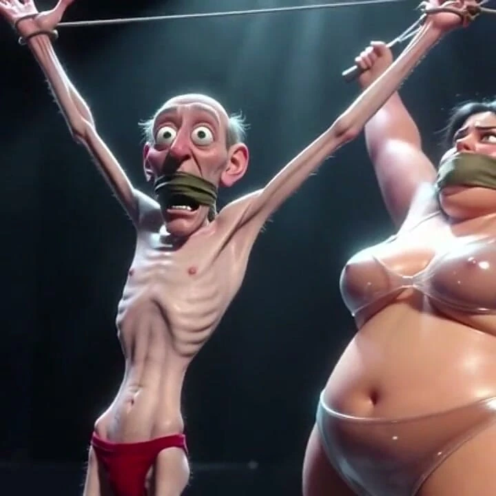 Yaşlı Adam Bağlandı - Fat SSBBW tarafından kırbaçla aşağılandı