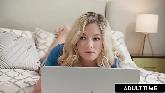 ADULT TIME - Naughty River Lynn Encourages New StepCousin To Jerk Off With Her While Watching Porn