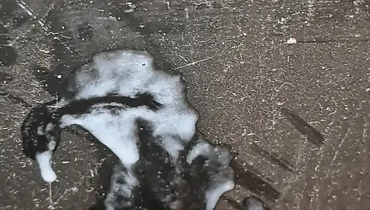 Bulgarian juicy cock squirts a huge amount of cum on a black school board