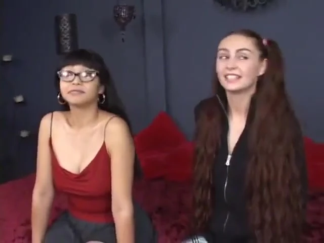 Naughty and geeky nannies fuck with toys on the sofa