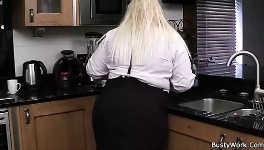 Dev göt sarışın sekreter memnun patron