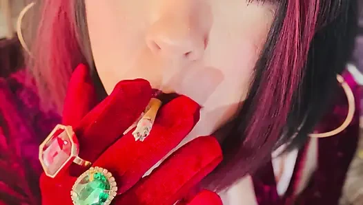 Kadife ve sigara! Tina Snua chain sigara içiyor 2 mantar 100 sigara - sürüklenen omi ome snap sigara içeni içine alıyor