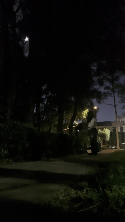 Asyalı kadın kılıklı üniversiteli kız vibratörle parkta üniformalı gece yürüyüşü