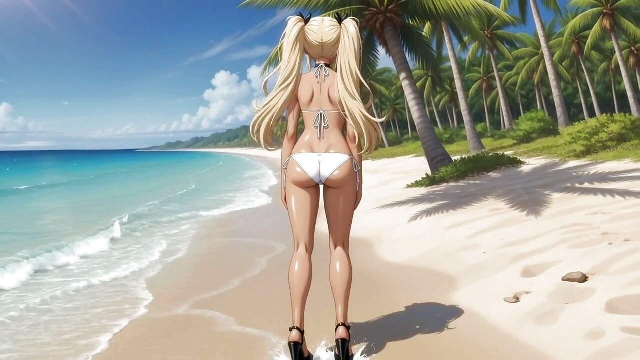 On the Beach with hot Nami - She play with her pussy