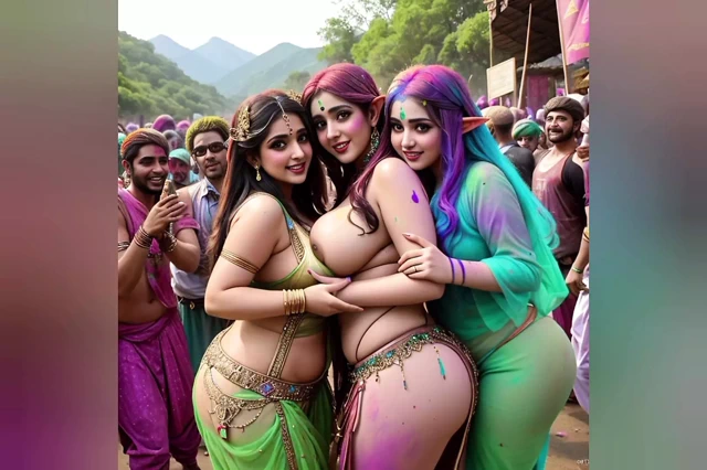 Ai sansürsüz 3 boyutlu anime en ateşli Hintli elf kadınlar " büyük Hintli elf festivalinde" parti veriyor