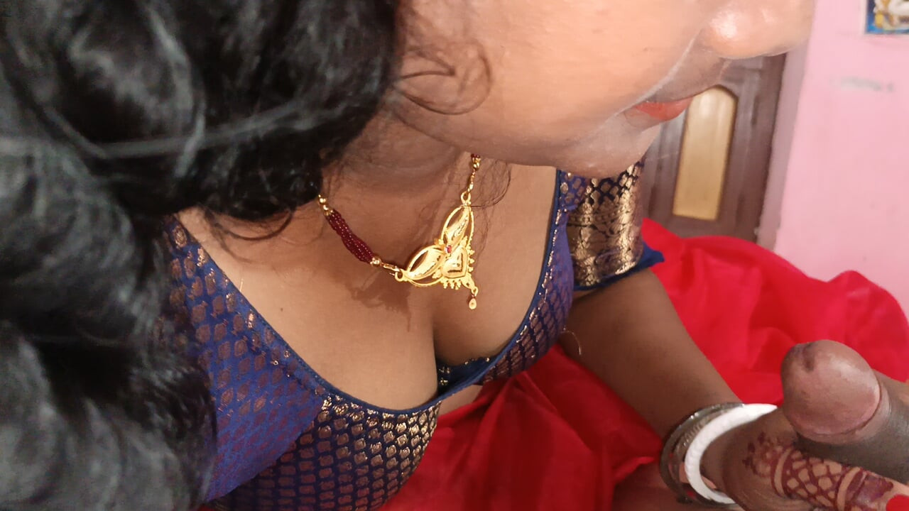 Hot newly married housewife in red saree having sex for the first time with her brother-in-law