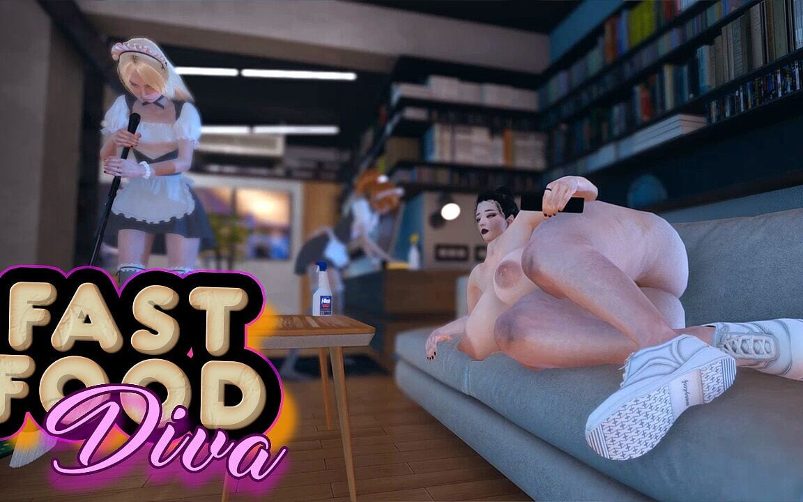 Fast Food Diva. İki hizmetçi televizyon izlerken sahibelerini memnun ediyor. Emptie41