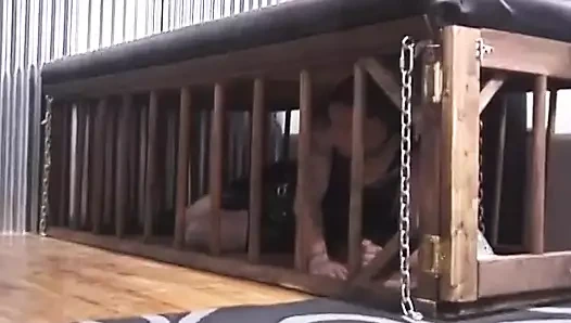 Ateşli dominatrix ikilisi masanın üzerinde adamlarını tutsaklarının götünü sallıyor