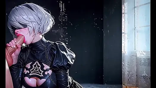 Büyük memeli cosplay oyuncu kız götünden ve amından sikiliyor