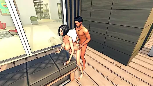 Sims 4 - Daniel patronuna ve sekreterine yardım ediyor
