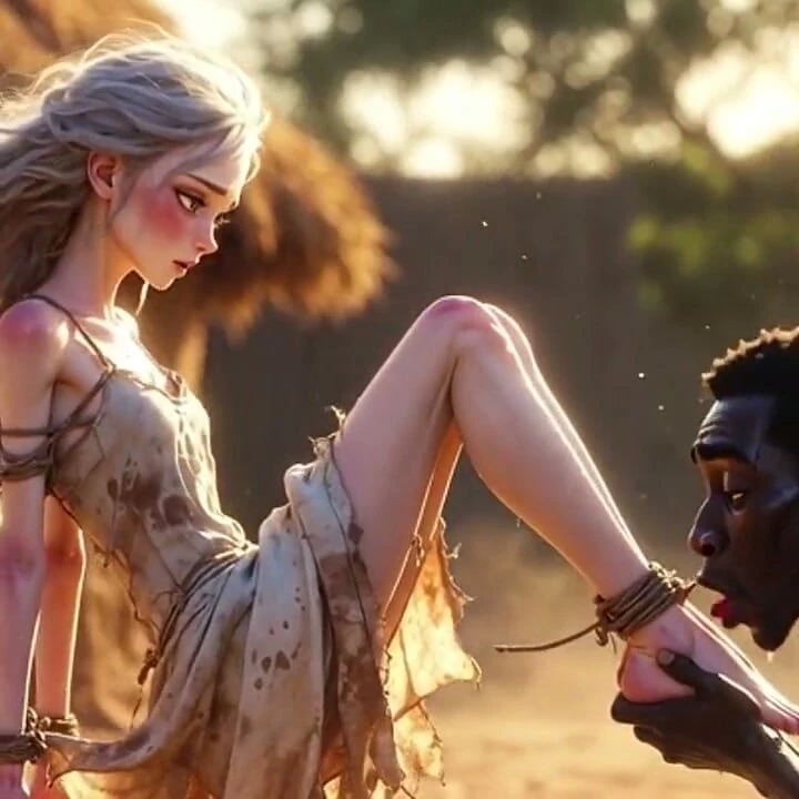 Kölelikte Beyaz Kadın - Afrikalı Adam Tutkulu Ayak Yalama