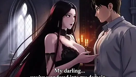 Gotik vampir kraliçesi ölümlü sevgilisini yasak ecstasy ve sonsuz ısırık içine baştan çıkarıyor