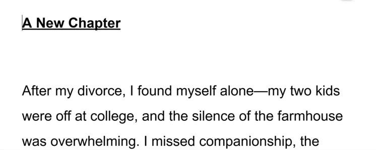 Boşandıktan sonra kendimi yalnız buldum ve çiftlik evi sessizliği bunaltıcıydı.