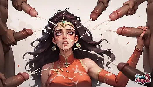Süt sıçratılmış Asyalı cheongsam kraliçesi çok sansürlü mutluluk içinde