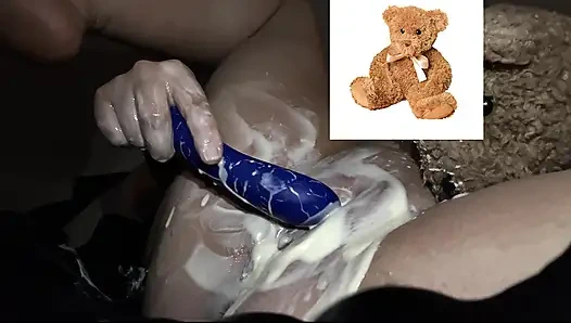 4k-ASMR YOGURT FOOD FETISH- KINKY STEPSISTER MASTURBATES WITH DILDO- CUMFLATION HENTAI-  -ARABIAN SNOWWHITE