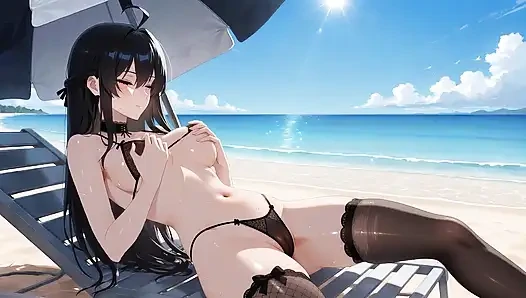 Deniz kenarında yapay zeka gotik güzellik.