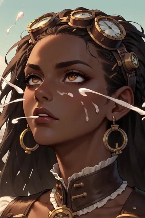 Zenci kraliçe çöl oral, steampunk seks ile baştan çıkarıyor.